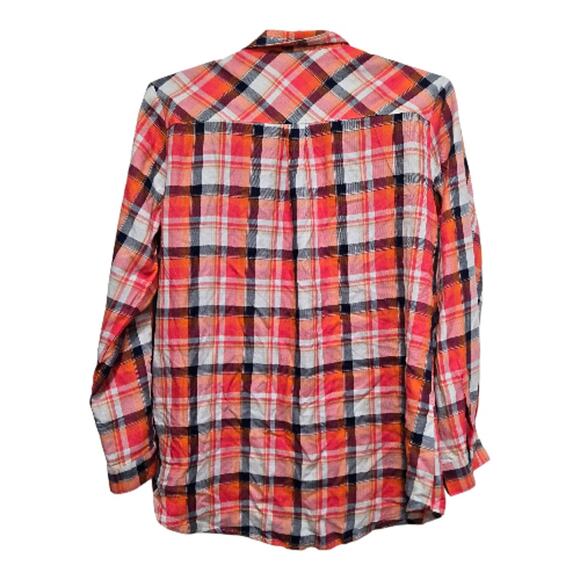 Bare Denim Rayon Plaid Button Down Shirt Large - Picture 2 of 10